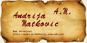 Andrija Matković vizit kartica